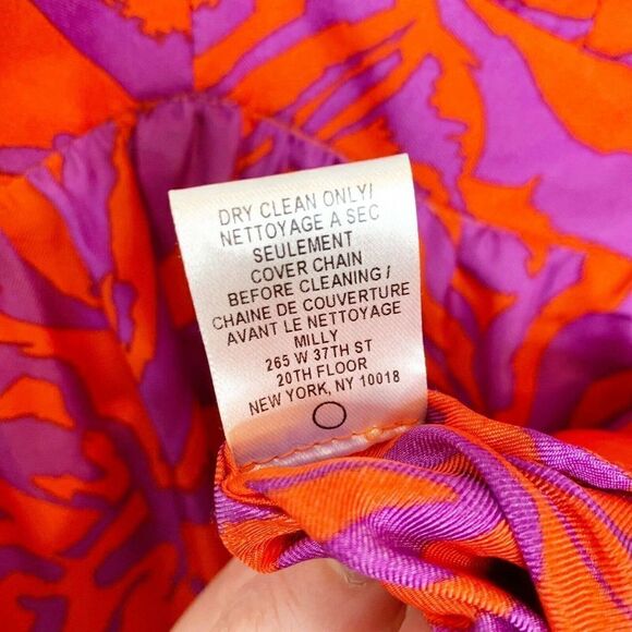 MILLY 100% Silk Red/Purple Print Chain Strap Halter Top Sz 2 $295 - Picture 6 of 9